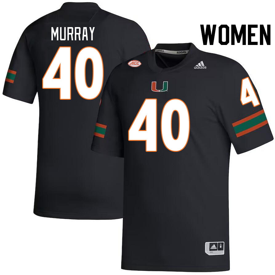 Women #40 Abram Murray Miami Hurricanes College Football Jerseys Stitched-Black